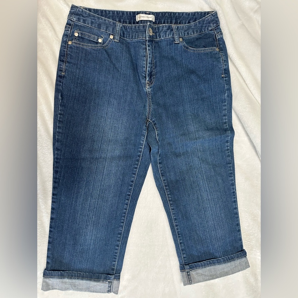 Christopher & Banks Women's Cropped Blue Jeans